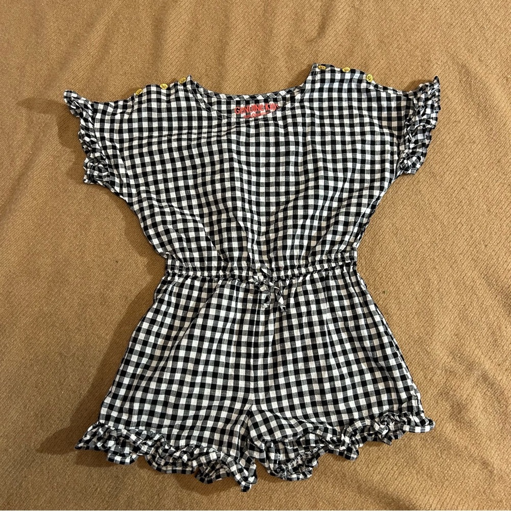 EUC Genuine Kids by Osh Kosh Black and White Gingham Romper size 5t